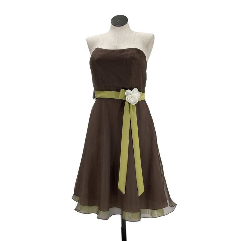90s Y2K Deadstock Mocha Brown and Green Fairycore Dress